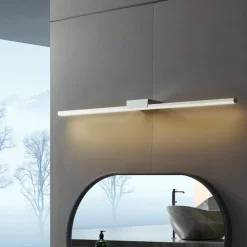 Lucande LED-spejllampe Kivana, krom, metal, 120 cm, IP44