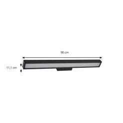 Lucande LED-spejllampe Zafira, sort, aluminium, 90 cm, IP44