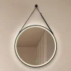 Lucande LED-spejl Lelin, Ø 45 cm, sort, aluminium, CCT