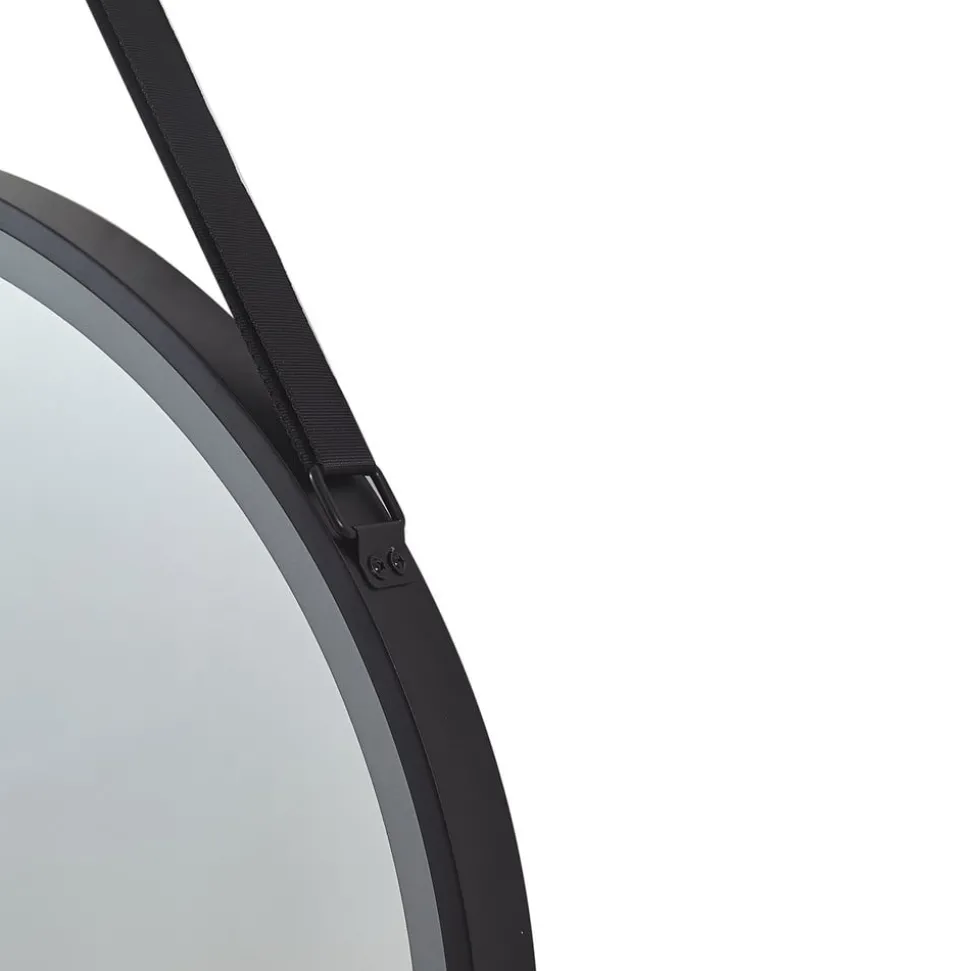 Lucande LED-spejl Lelin, Ø 45 cm, sort, aluminium, CCT