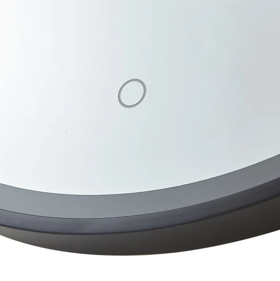 Lucande LED-spejl Lelin, Ø 45 cm, sort, aluminium, CCT