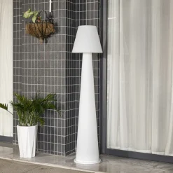 Lucande LED-terrasselampe Gauri, hvid, 153 cm, IP44