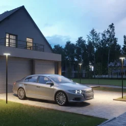 Lucande LED-udendørslampe Akito, antracit, 220 cm, IP54