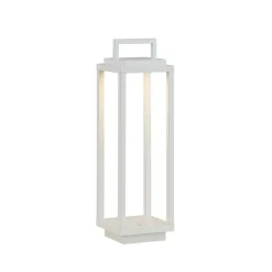 Lucande LED-udendørslampe Mirina, hvid, genopladeligt batteri, touch-dæmper
