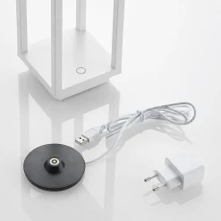 Lucande LED-udendørslampe Mirina, hvid, genopladeligt batteri, touch-dæmper