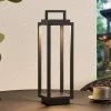 Lucande LED-udendørslampe Mirina, sort, genopladeligt batteri, touch-dæmper