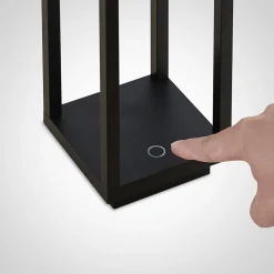Lucande LED-udendørslampe Mirina, sort, genopladeligt batteri, touch-dæmper
