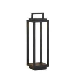 Lucande LED-udendørslampe Mirina, sort, genopladeligt batteri, touch-dæmper