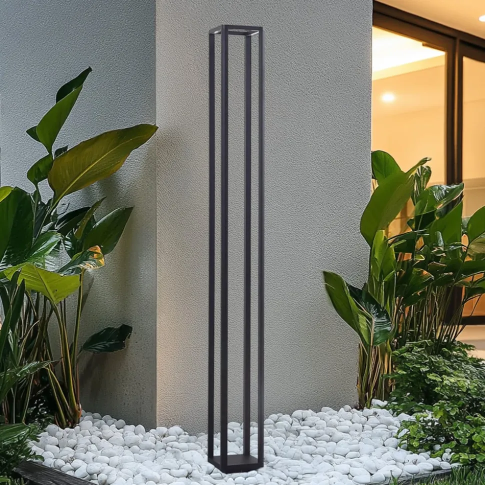Lucande LED-udendørslampe Thorvid, højde 180 cm, sort