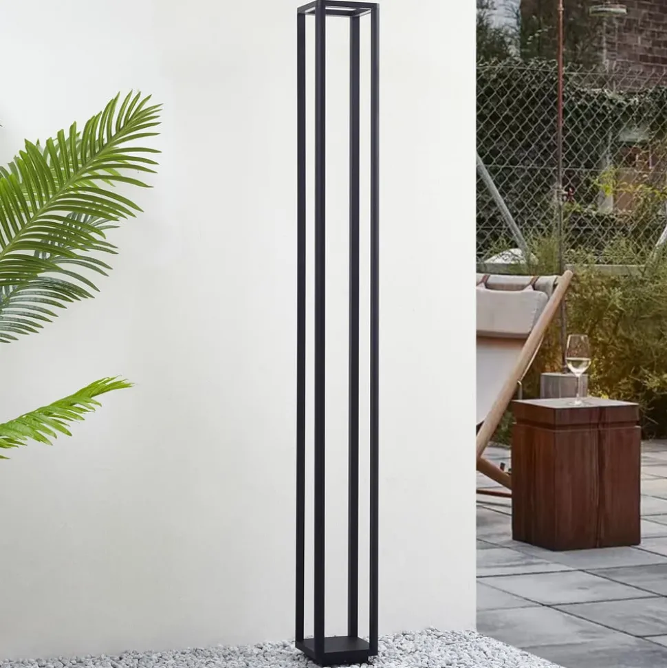 Lucande LED-udendørslampe Thorvid, højde 180 cm, sort