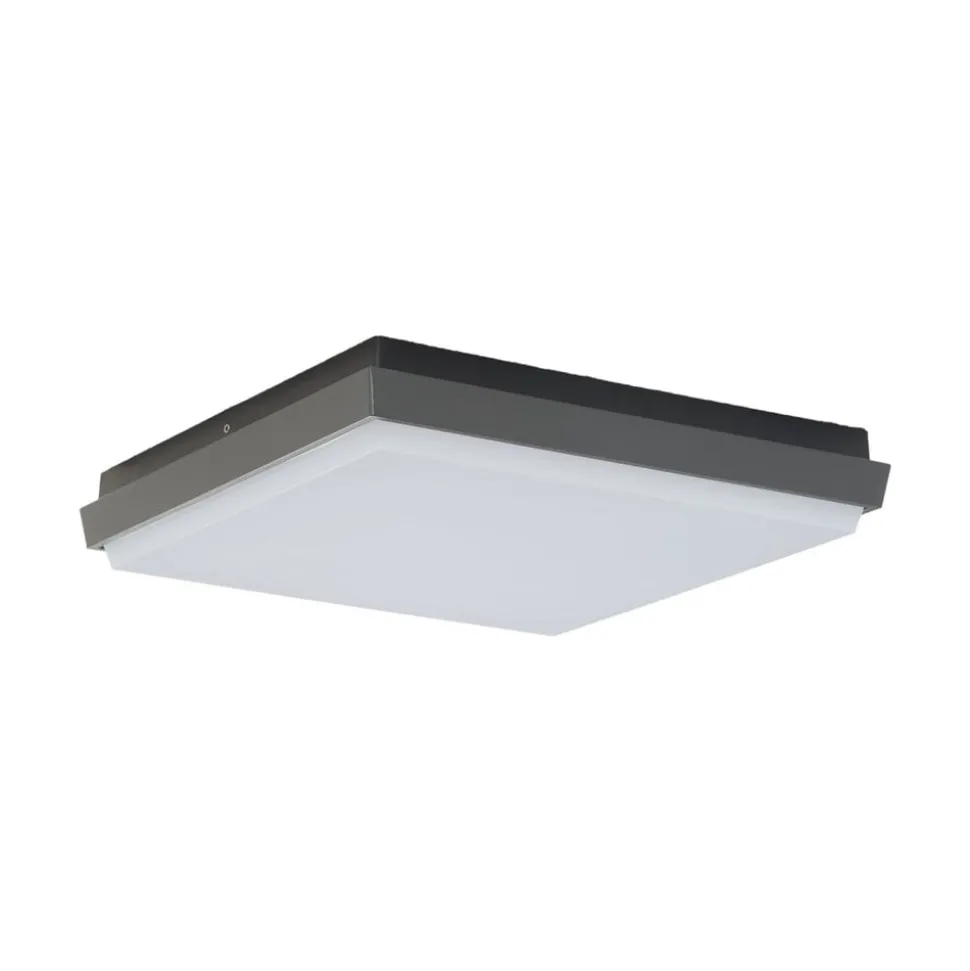 Lucande LED udendørs loftlampe Amra, 30 cm, kantet, antracit