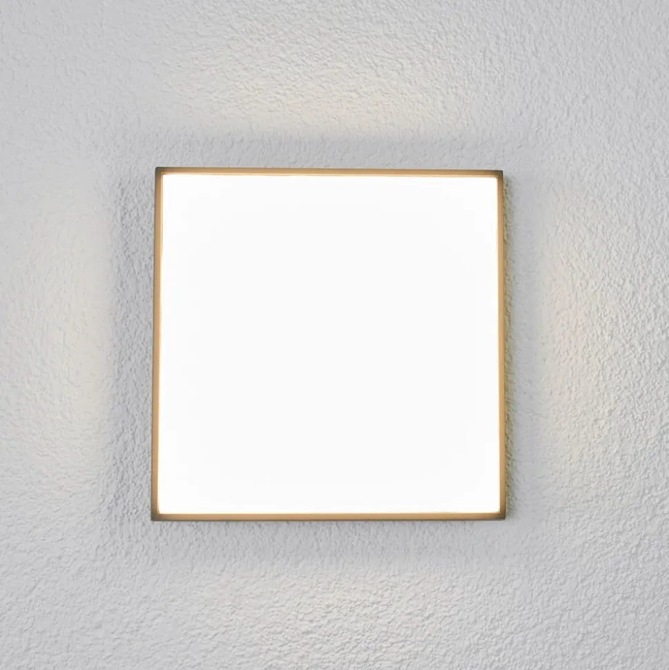 Lucande LED udendørs loftlampe Amra, 30 cm, kantet, antracit