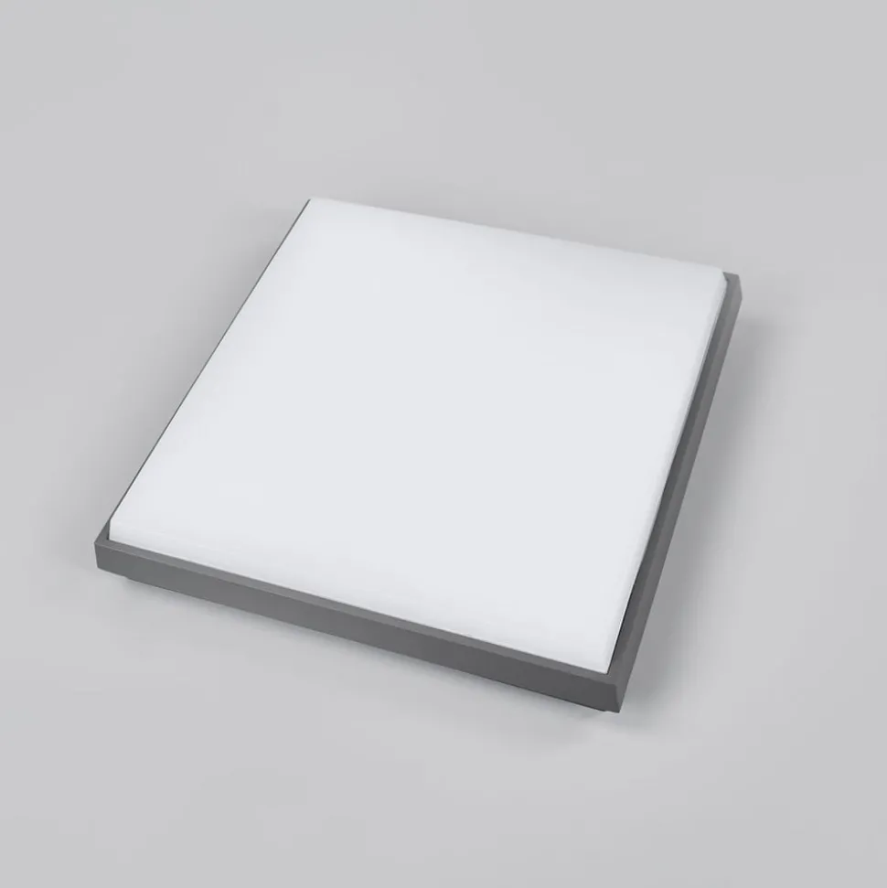 Lucande LED udendørs loftlampe Amra, 30 cm, kantet, antracit