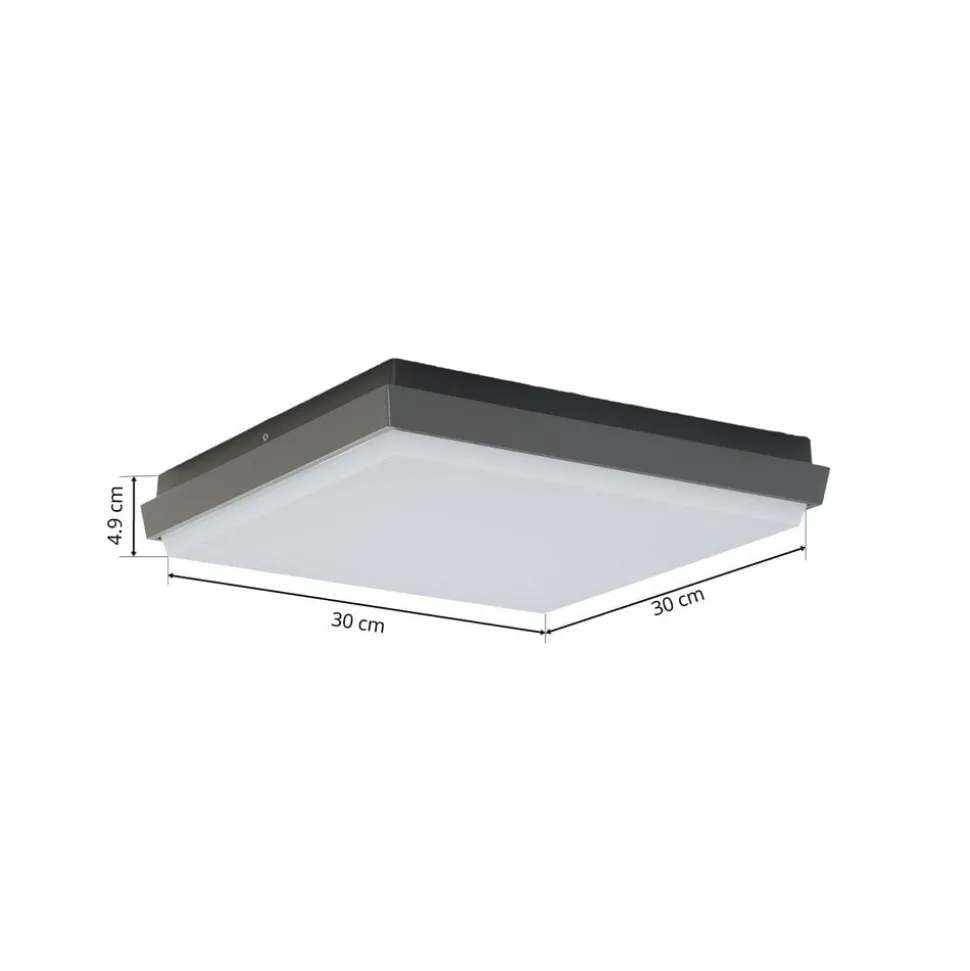 Lucande LED udendørs loftlampe Amra, 30 cm, kantet, antracit