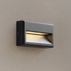 Lucande LED udendørs væglampe Weno, sort, aluminium, IP65