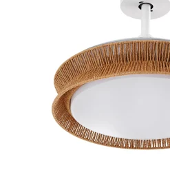 Lucande LED-ventilator Lineta, hvid, reb, Ø 103 cm, støjsvag