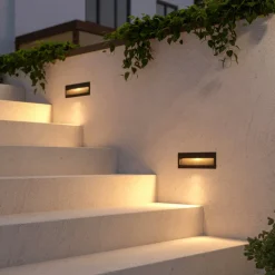 Lucande LED-vægindbygningslampe Loya, 23 x 8 cm, grå, IP54