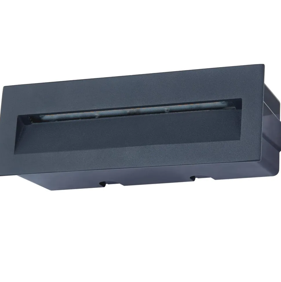 Lucande LED-vægindbygningslampe Loya, 23 x 8 cm, grå, IP54