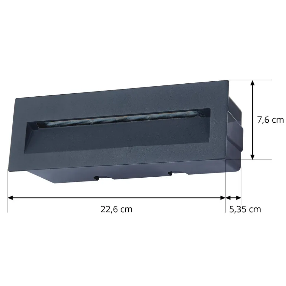 Lucande LED-vægindbygningslampe Loya, 23 x 8 cm, grå, IP54