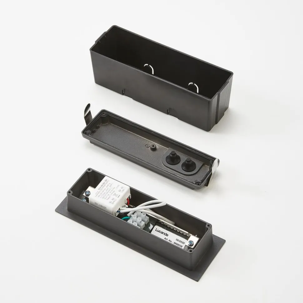 Lucande LED-vægindbygningslampe Loya, 23 x 8 cm, grå, IP54