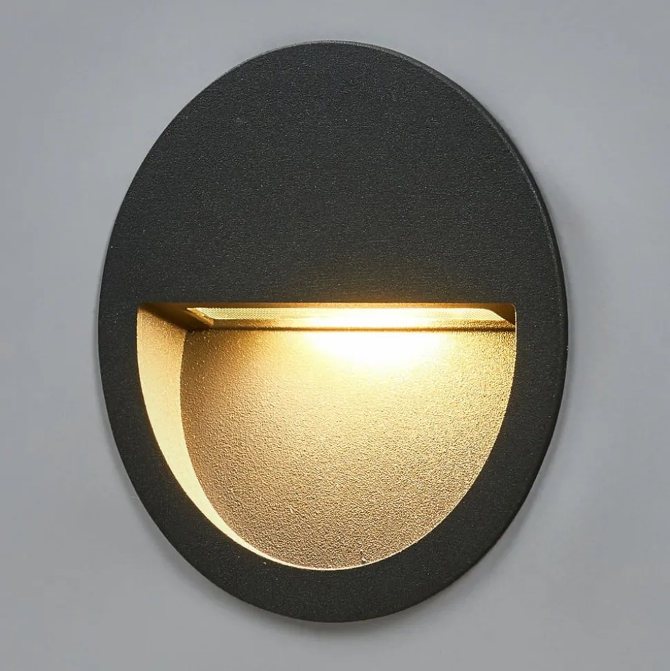 Lucande LED-vægindbygningslampe Loya, Ø 11,5 cm, grå, IP54