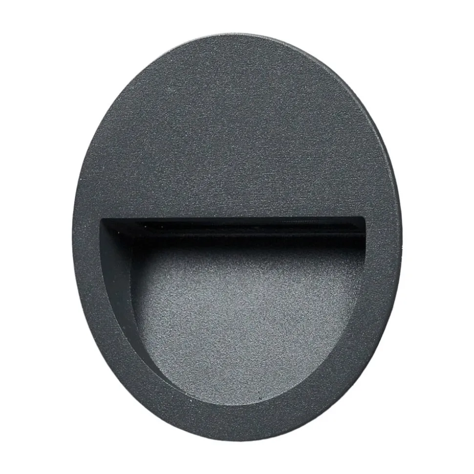 Lucande LED-vægindbygningslampe Loya, Ø 11,5 cm, grå, IP54