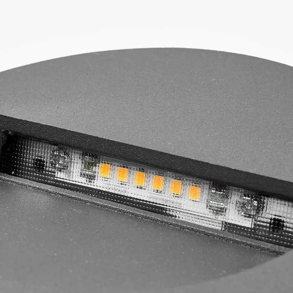 Lucande LED-vægindbygningslampe Loya, Ø 11,5 cm, grå, IP54