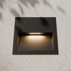 Lucande LED-vægindbygningslampe Loya, 11,5x11,5 cm, grå, IP54