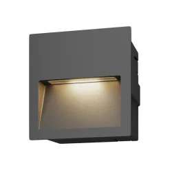 Lucande LED-vægindbygningslampe Loya, 11,5x11,5 cm, grå, IP54