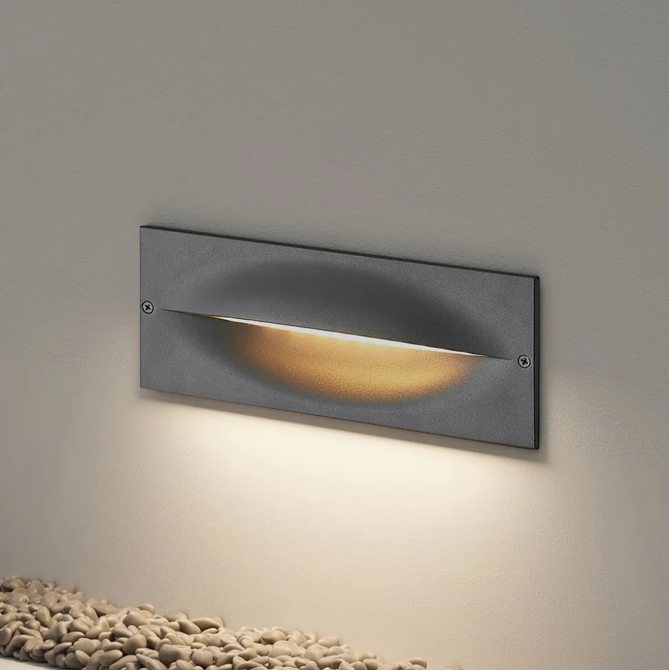 Lucande LED-vægindbygningslampe Zandro, 25 cm, antracit, IP65