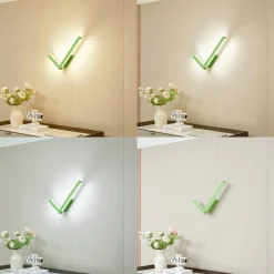 Lucande LED-væglampe Check, grøn, metal, CCT, dæmpbar