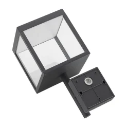 Lucande LED-væglampe Cube, antracit, glas, 37 cm, IP54