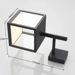 Lucande LED-væglampe Cube, antracit, glas, 37 cm, IP54