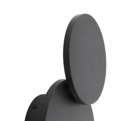 Lucande LED-væglampe Elrik, sort, 20 cm høj, metal