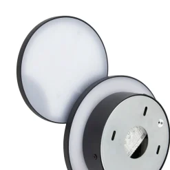 Lucande LED-væglampe Elrik, sort, 20 cm høj, metal