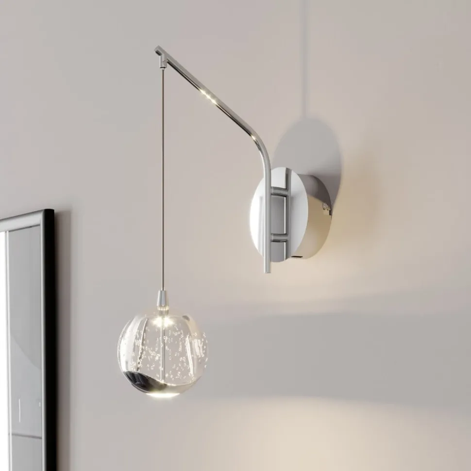 Lucande LED-væglampe Hayley, kromfarvet, glas, højde 34 cm