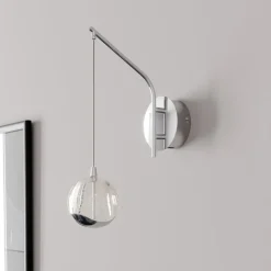 Lucande LED-væglampe Hayley, kromfarvet, glas, højde 34 cm