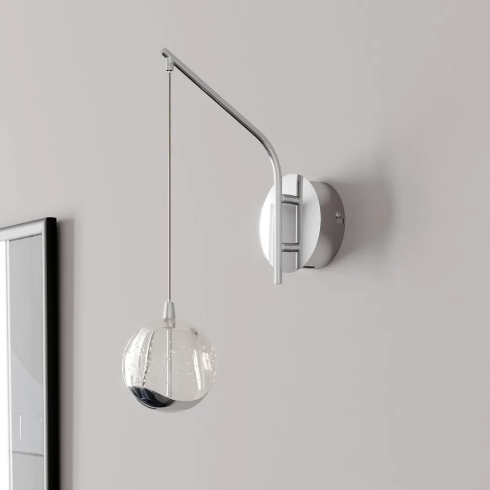 Lucande LED-væglampe Hayley, kromfarvet, glas, højde 34 cm