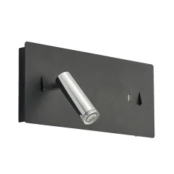 Lucande LED-væglampe Kimo, 32 cm, sort, aluminium, USB