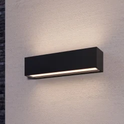 Lucande LED-væglampe Lengo, 25 cm antracit, op/ned 3000K