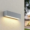Lucande LED-væglampe Lengo, 25 cm, sølv, 1 lyskilde, IP65