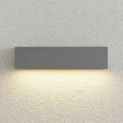 Lucande LED-væglampe Lengo, 25 cm, sølv, 1 lyskilde, IP65