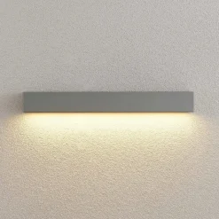 Lucande LED-væglampe Lengo, 50 cm, sølv, 1 lyskilde, IP65