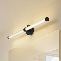 Lucande LED-væglampe Melisa, sort, 90 cm, CCT, IP44