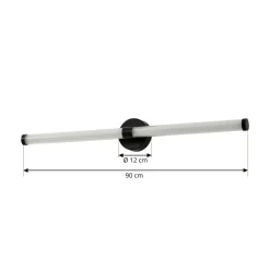 Lucande LED-væglampe Melisa, sort, 90 cm, CCT, IP44