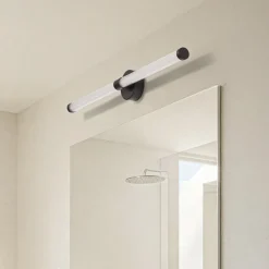 Lucande LED-væglampe Melisa, sort, 90 cm, CCT, IP44