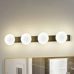 Lucande LED-væglampe til badeværelset Myrra, sort, glas, 60 cm, IP44