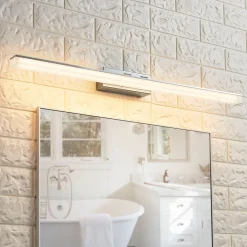 Lucande LED-væglampe til badeværelset Julie, 75 cm, krom, metal, IP44