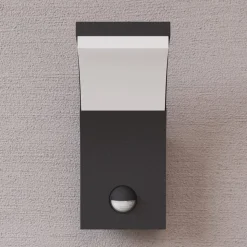 Lucande LED-væglampe Timm, sensor, 20cm, antracit, IP54