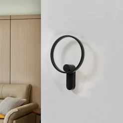 Lucande LED-væglampe Yekta, indirekte, sort, dæmpbar